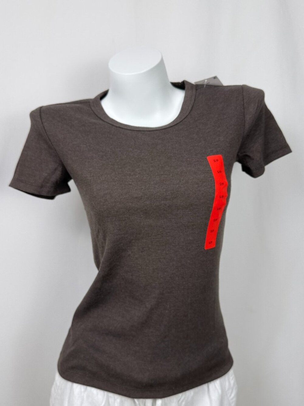 🔥4 for $20🔥George Women Brown Ribbed T-Shirt XS S NWT